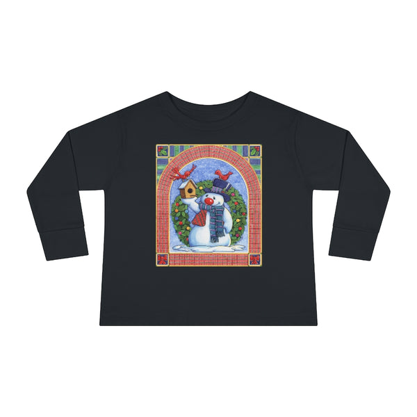 Snowman Birdhouse Toddler Long Sleeve Tee