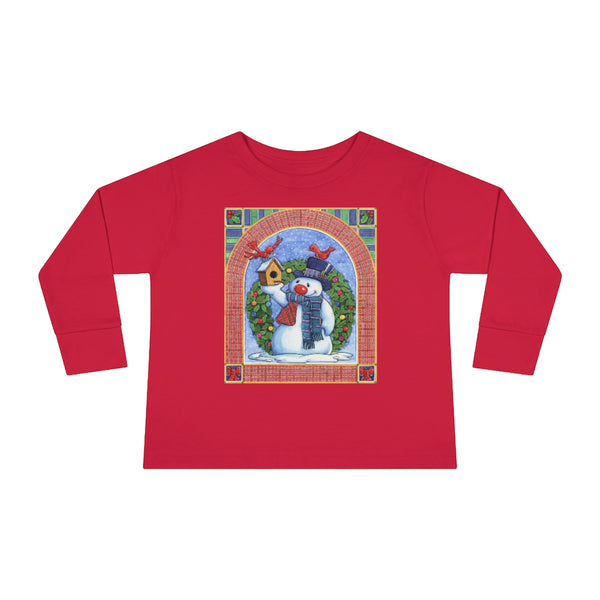 Snowman Birdhouse Toddler Long Sleeve Tee
