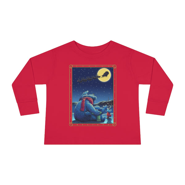 Polar Bears Santa Moon Christmas Toddler Long Sleeve Tee
