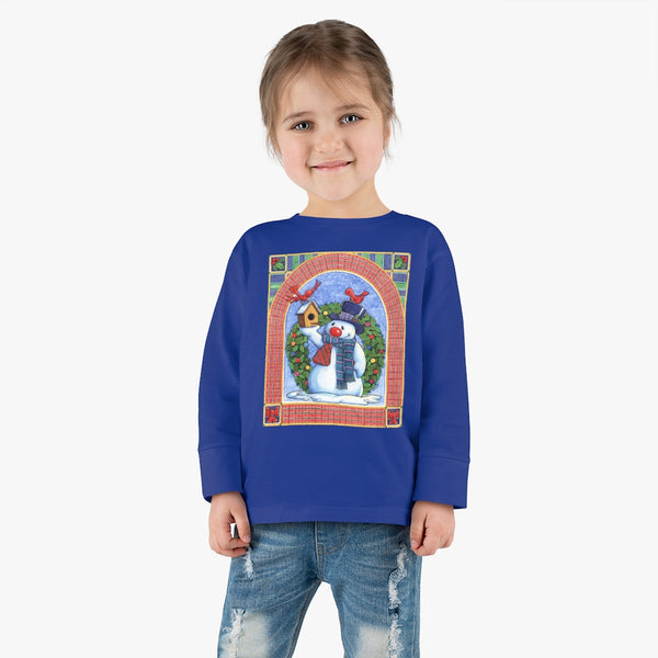 Snowman Birdhouse Toddler Long Sleeve Tee