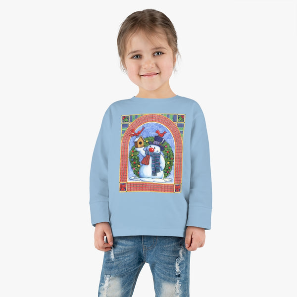 Snowman Birdhouse Toddler Long Sleeve Tee