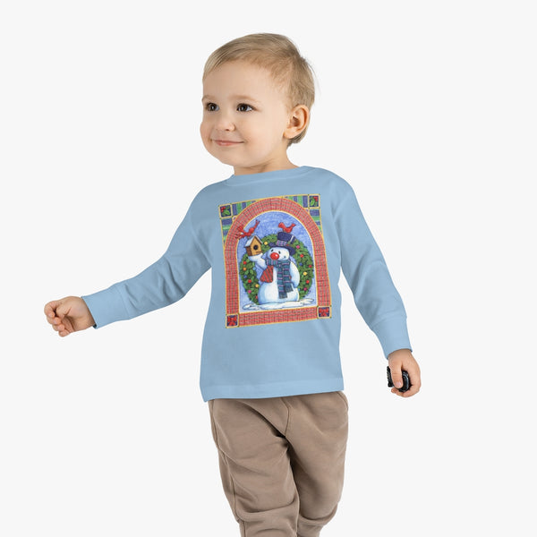 Snowman Birdhouse Toddler Long Sleeve Tee