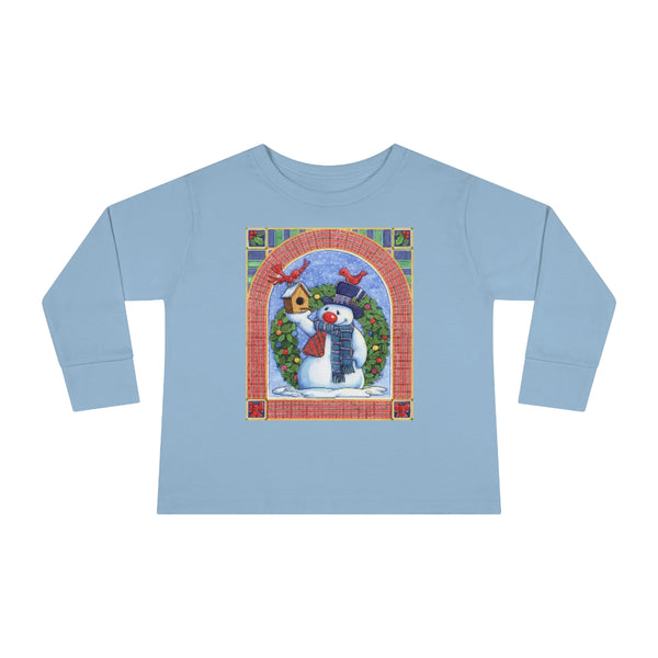 Snowman Birdhouse Toddler Long Sleeve Tee
