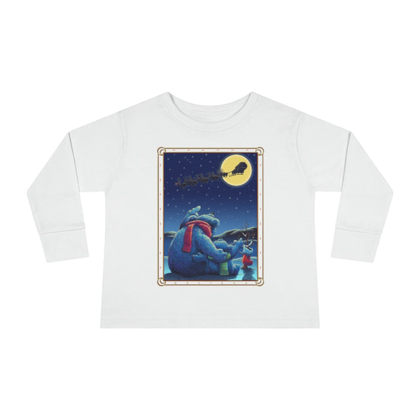 Polar Bears Santa Moon Christmas Toddler Long Sleeve Tee