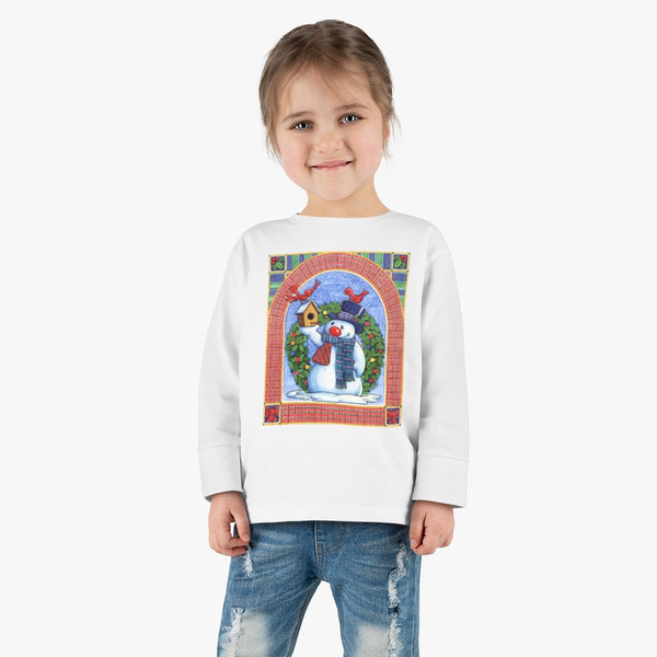 Snowman Birdhouse Toddler Long Sleeve Tee