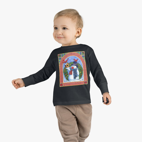 Snowman Birdhouse Toddler Long Sleeve Tee