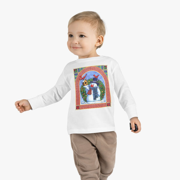 Snowman Birdhouse Toddler Long Sleeve Tee