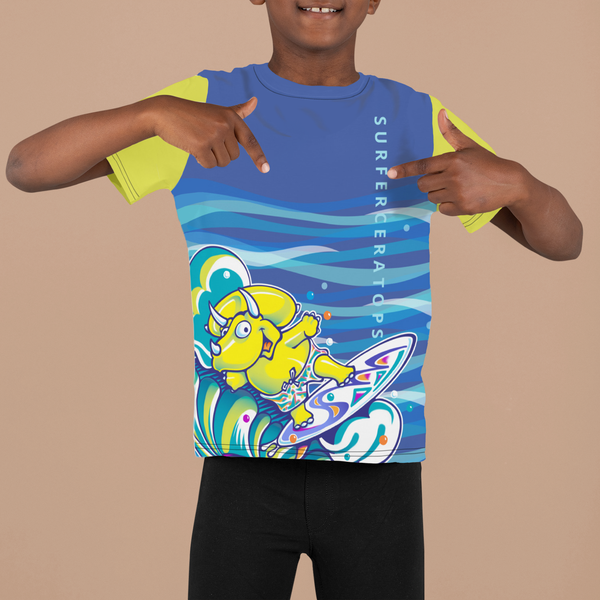 Suferceratops all over Kids crew neck t-shirt