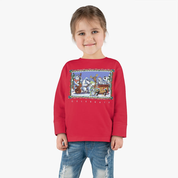 Bear Moose Band Christmas Toddler Long Sleeve Tee