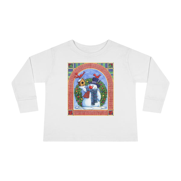 Snowman Birdhouse Toddler Long Sleeve Tee