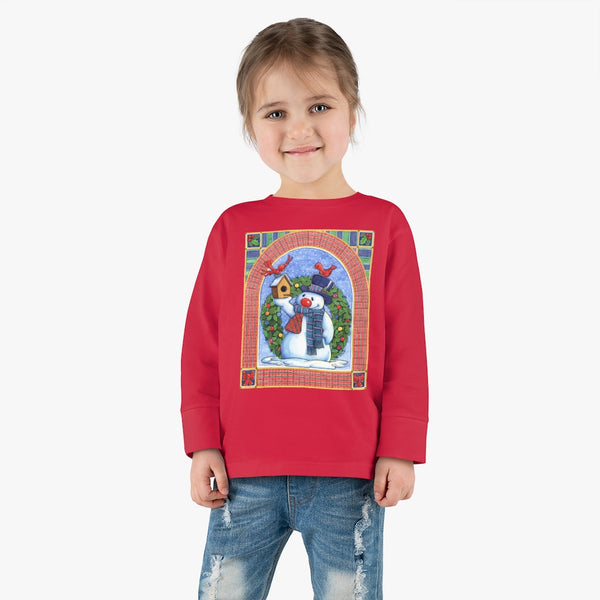 Snowman Birdhouse Toddler Long Sleeve Tee