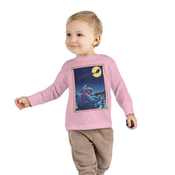 Polar Bears Santa Moon Christmas Toddler Long Sleeve Tee