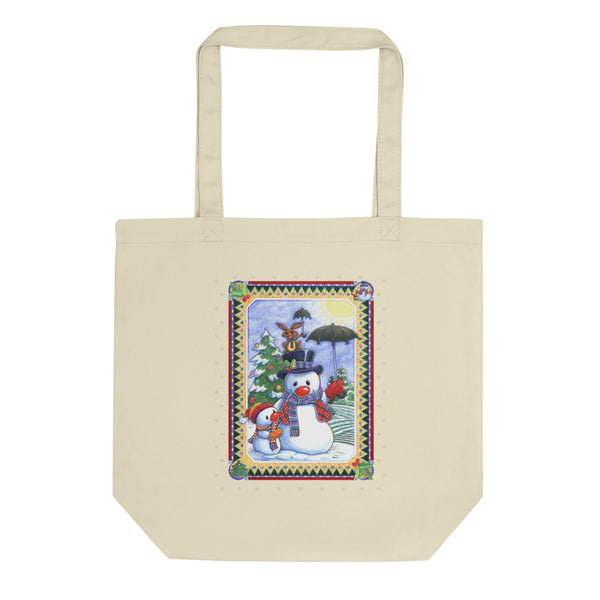 Snowman Umbrella Christmas Eco Tote Bag