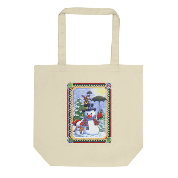 Snowman Umbrella Christmas Eco Tote Bag