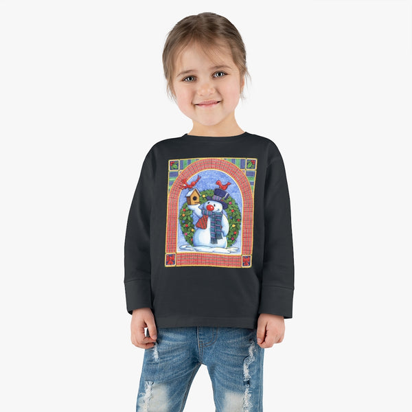 Snowman Birdhouse Toddler Long Sleeve Tee