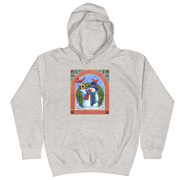 Snowman Birdhouse Christmas Kids Hoodie