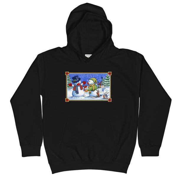 Snowman Present Christmas Kids Hoodie