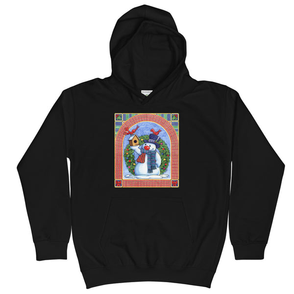 Snowman Birdhouse Christmas Kids Hoodie