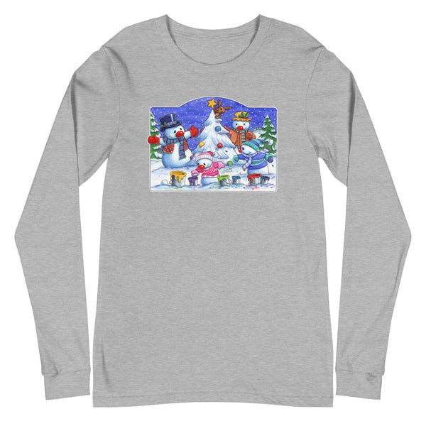 Snowman Tree Christmas Unisex Long Sleeve Tee