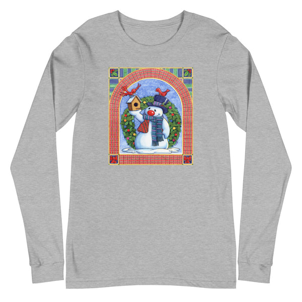 Snowman Birdhouse Christmas Unisex Long Sleeve Tee