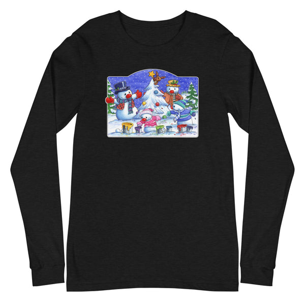 Snowman Tree Christmas Unisex Long Sleeve Tee