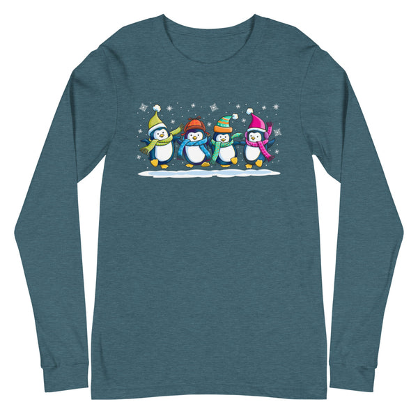 Penguins Dancing Christmas Unisex Long Sleeve Tee