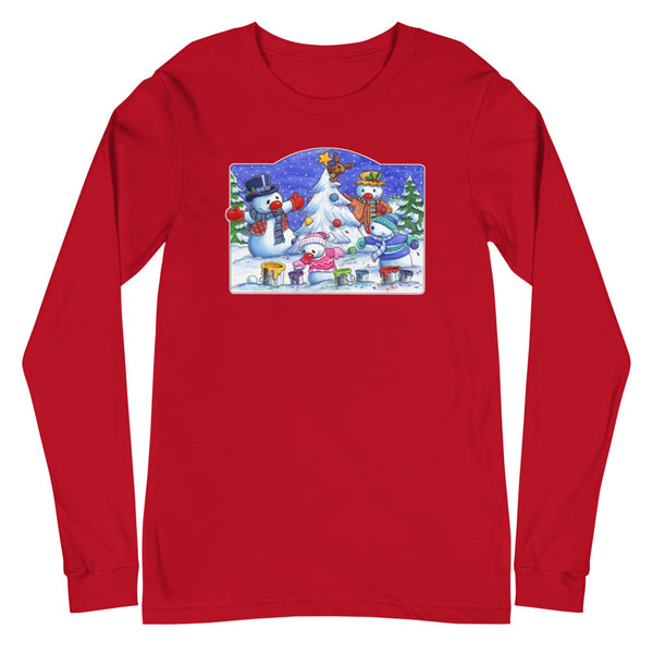 Snowman Tree Christmas Unisex Long Sleeve Tee