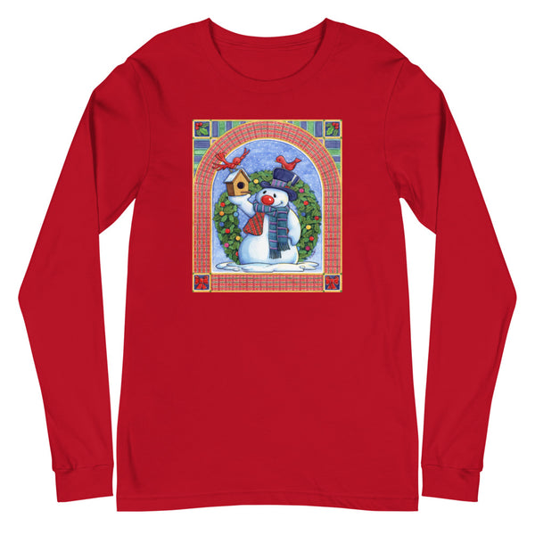 Snowman Birdhouse Christmas Unisex Long Sleeve Tee