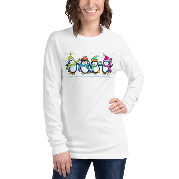 Penguins Dancing Christmas Unisex Long Sleeve Tee