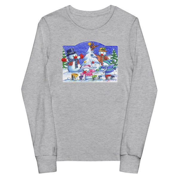 Snowman Tree Youth long sleeve tee