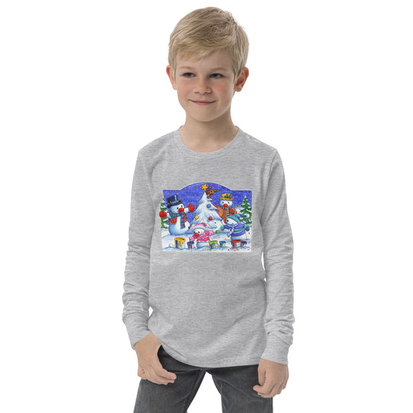 Snowman Tree Youth long sleeve tee