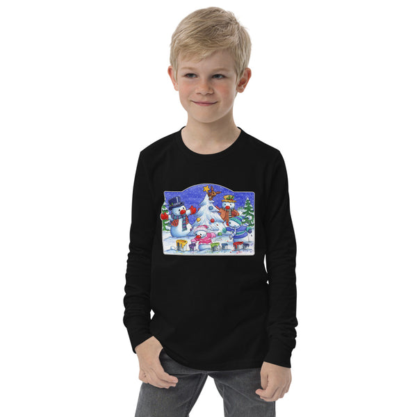 Snowman Tree Youth long sleeve tee