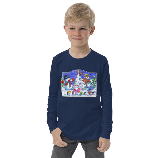 Snowman Tree Youth long sleeve tee