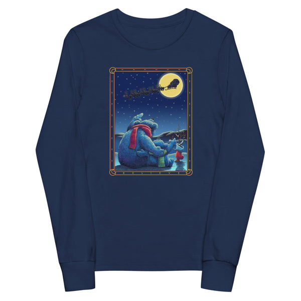 Polar Bears Santa Moon Youth long sleeve tee