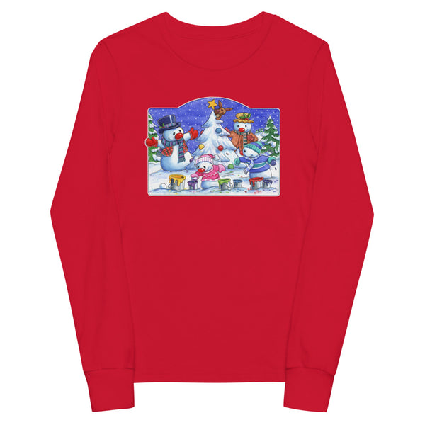 Snowman Tree Youth long sleeve tee