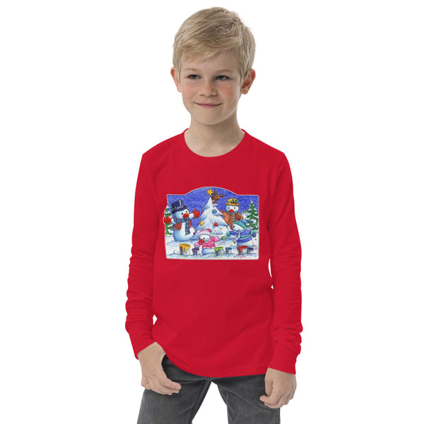Snowman Tree Youth long sleeve tee